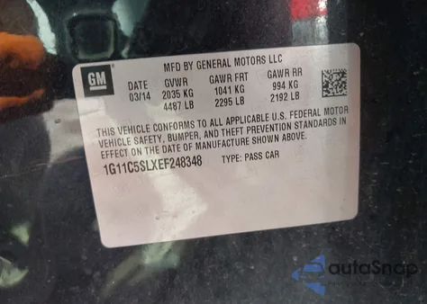 2014 Chevrolet Malibu 1Lt z USA, uszkodzony, nr VIN 1G11C5SLXEF248348